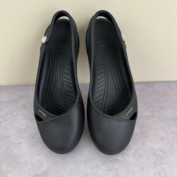 Crocs Shoes Women's 8 Sling Back Ballet Flats Bling Cut Out Close Toe Sandals - Picture 6 of 12